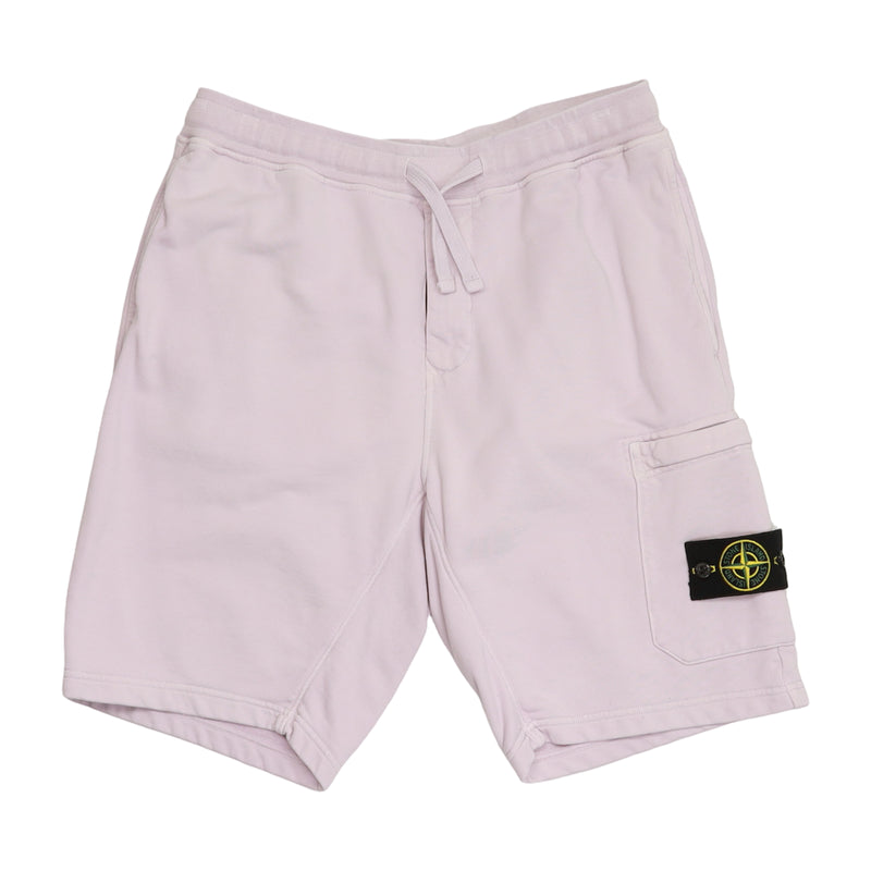 Stone Island S/S 22 Fleece Bermuda Cargo Shorts in Pink, front