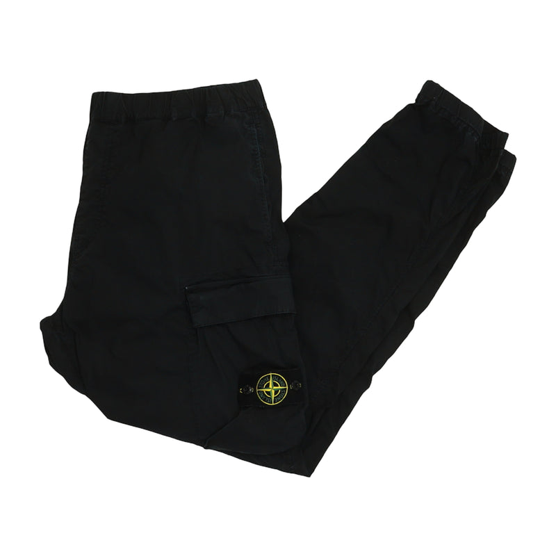 Stone Island S/S 17 Tela Stretch GD Cargo Pants in Black, front