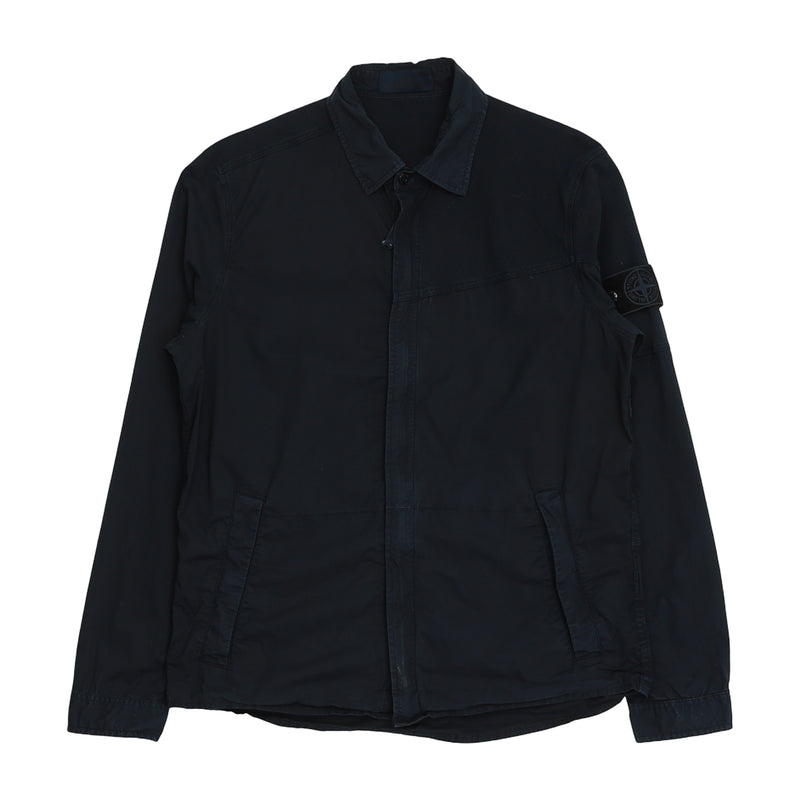 Stone Island S/S 18 Ghost Plated Zip Overshirt in Navy, front