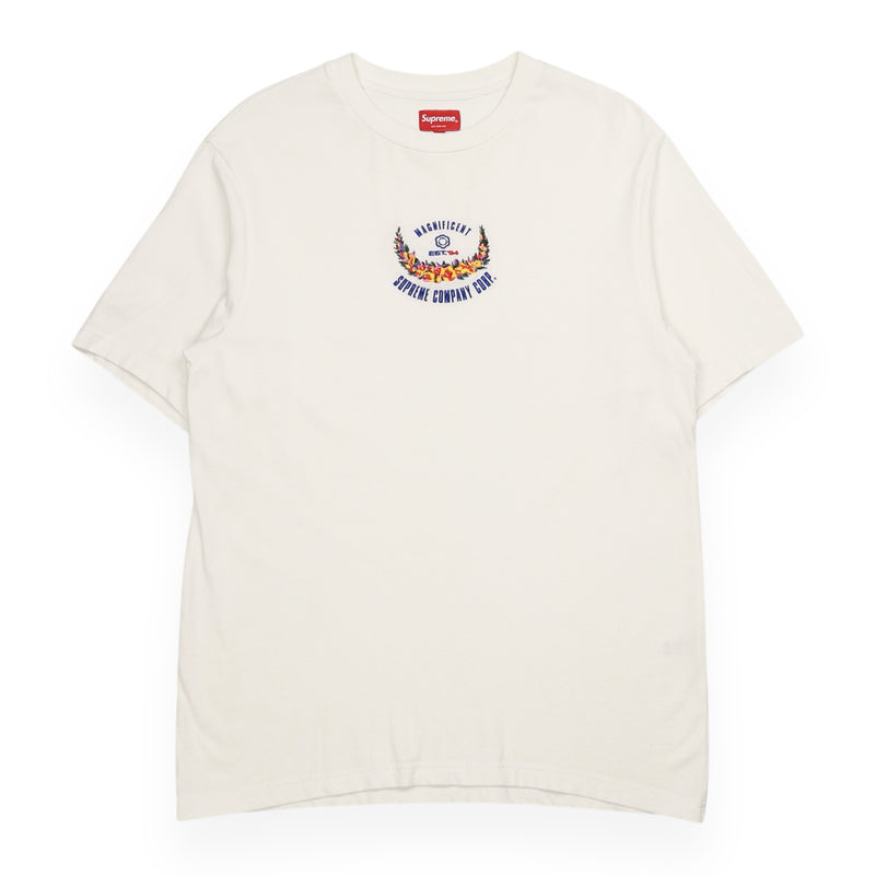 Supreme Embroidered Victory T-Shirt in White, front