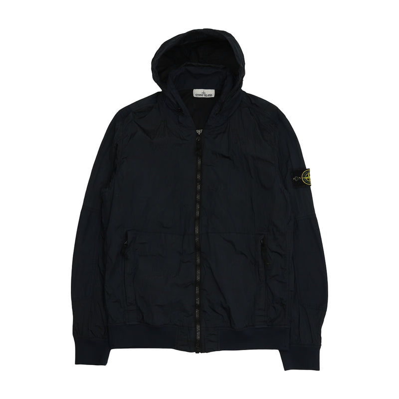 Stone Island S/S 19 Nylon Metal Ripstop Hooded Jacket in Navy, front
