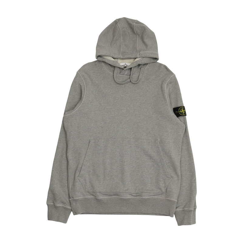 Stone Island S/S 21 Garment Dyed Popover Hoodie in Grey, front