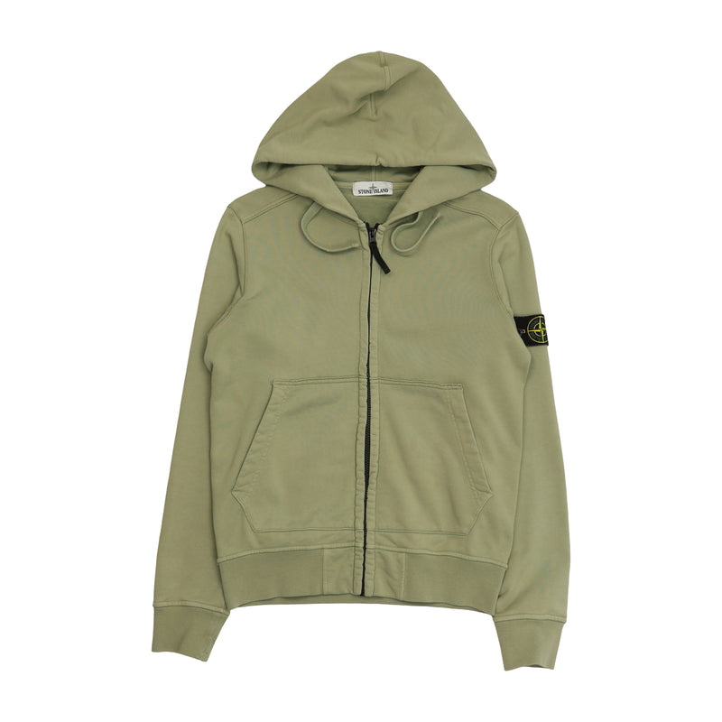 Stone Island S/S 19 Full Zip Hoodie in Green, front