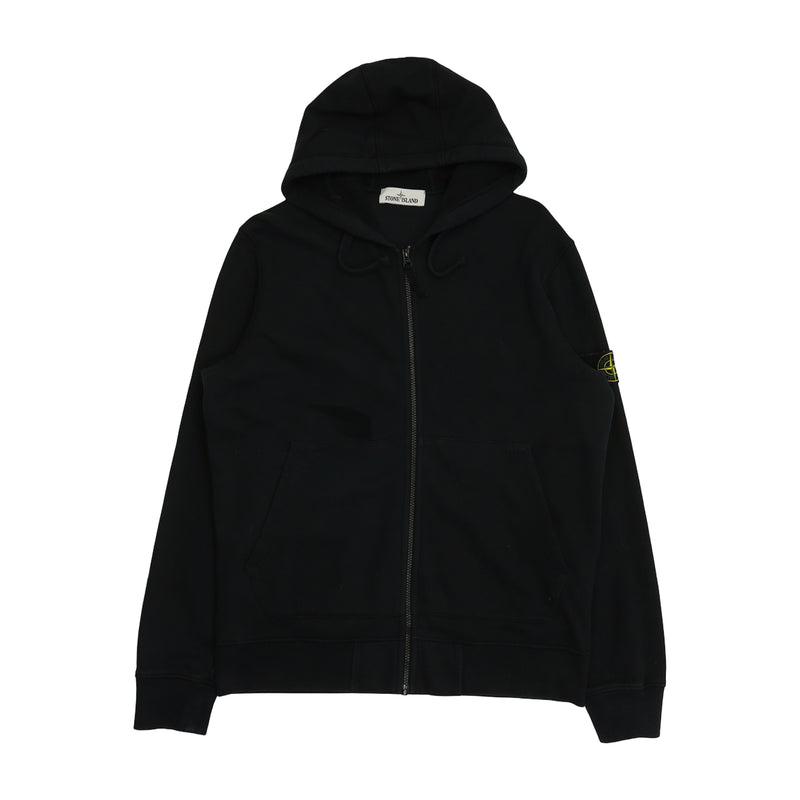Stone Island A/W 21 Garment Dyed Full Zip Hoodie in Black, front