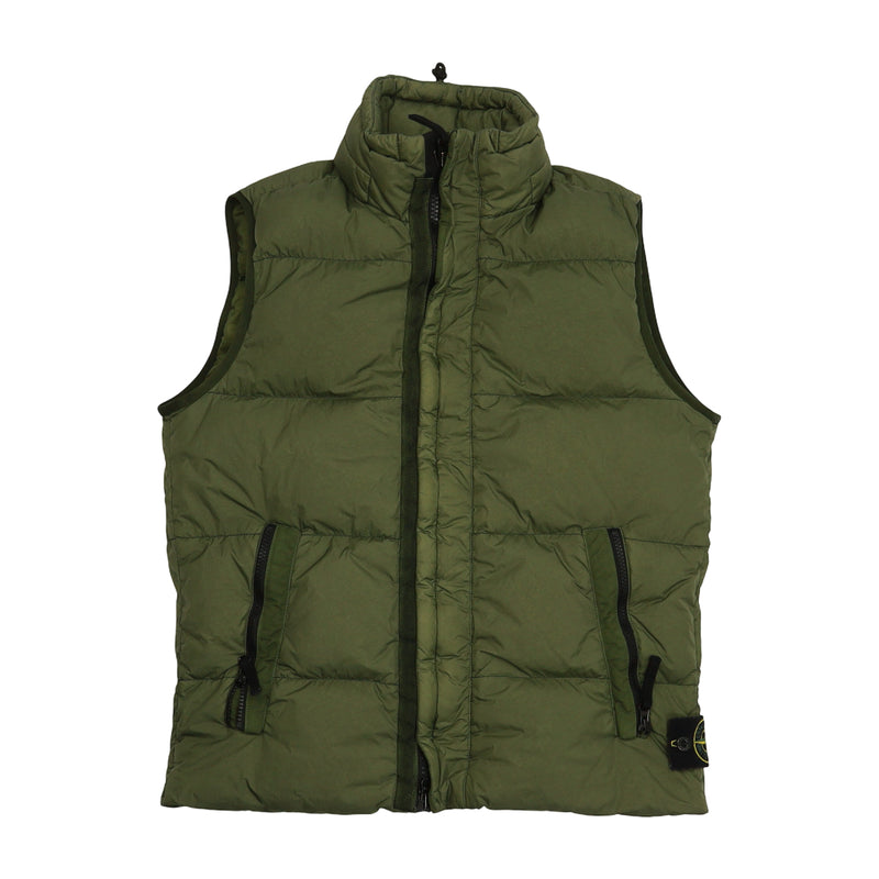 Stone Island A/W 17 Garment Dyed Crinkle Reps NY Down Gilet in Khaki, front