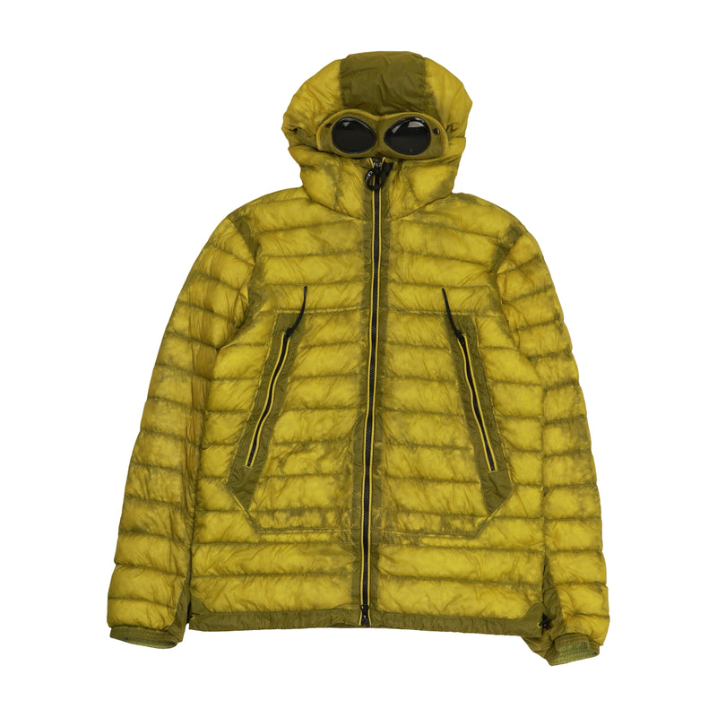 C.P. Company D.D. Shell Goggle Down Puffer Jacket in Yellow, front