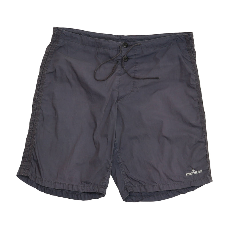 Stone Island S/S 08 Logo Swim Shorts in Purple, front