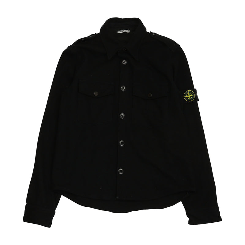 Stone Island A/W 07 Lana Wool Button Overshirt in Black, front