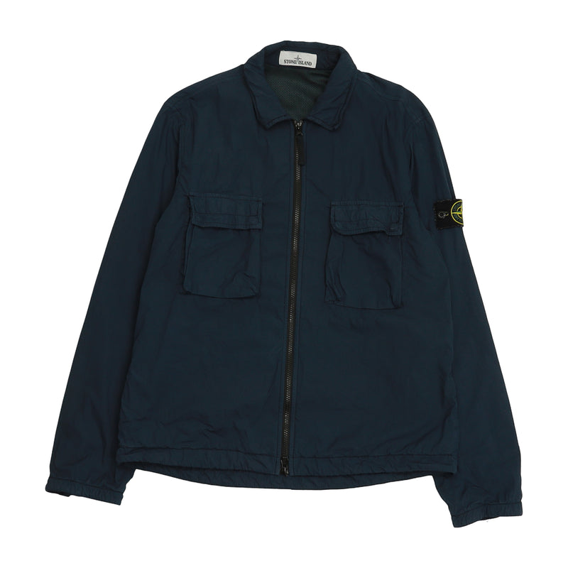 Stone Island A/W 19 Garment Dyed Safari Overshirt in Navy, front