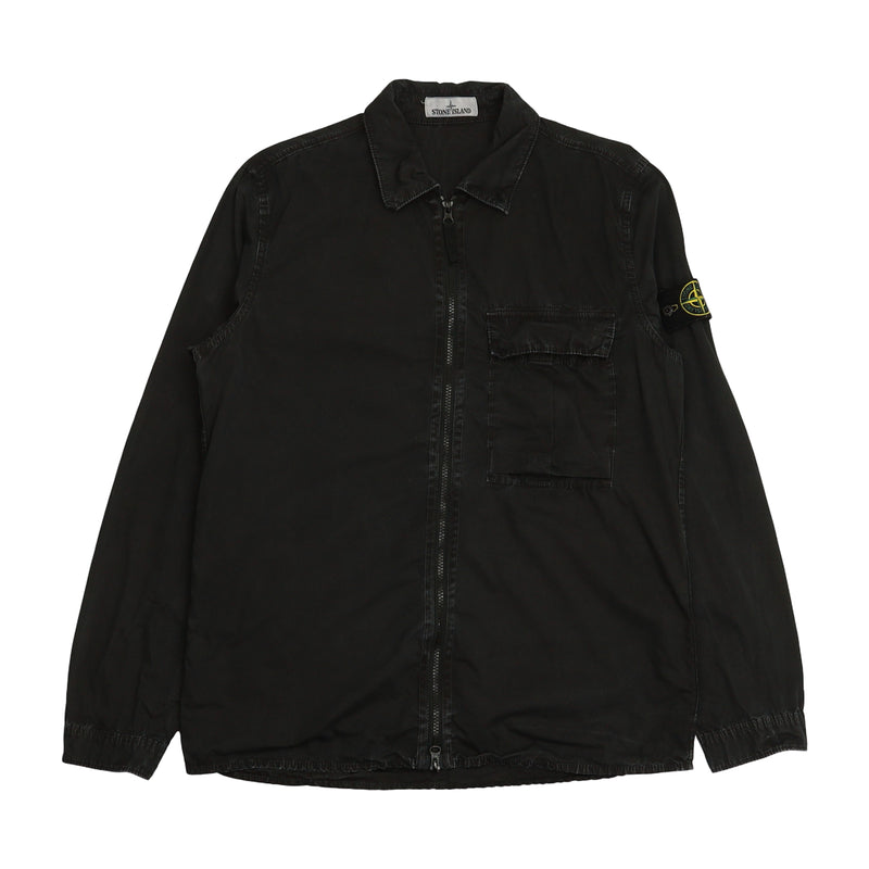 Stone Island A/W 19 Brushed Cotton Tela Overshirt in Black, front