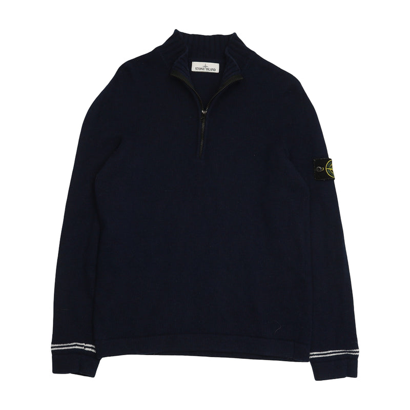 Stone Island A/W 17 Half Zip Wool Knit Sweatshirt in Navy, front