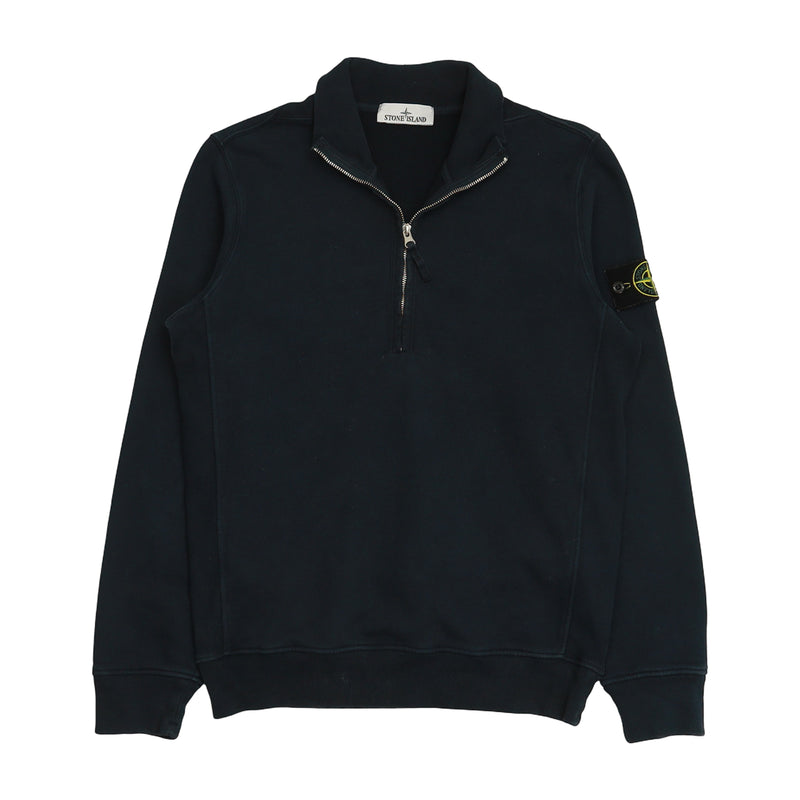 Stone Island A/W 24 Garment Dyed Half Zip Sweatshirt in Navy, front