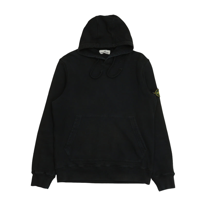 Stone Island A/W 20 Garment Dyed Popover Hoodie in Black, front