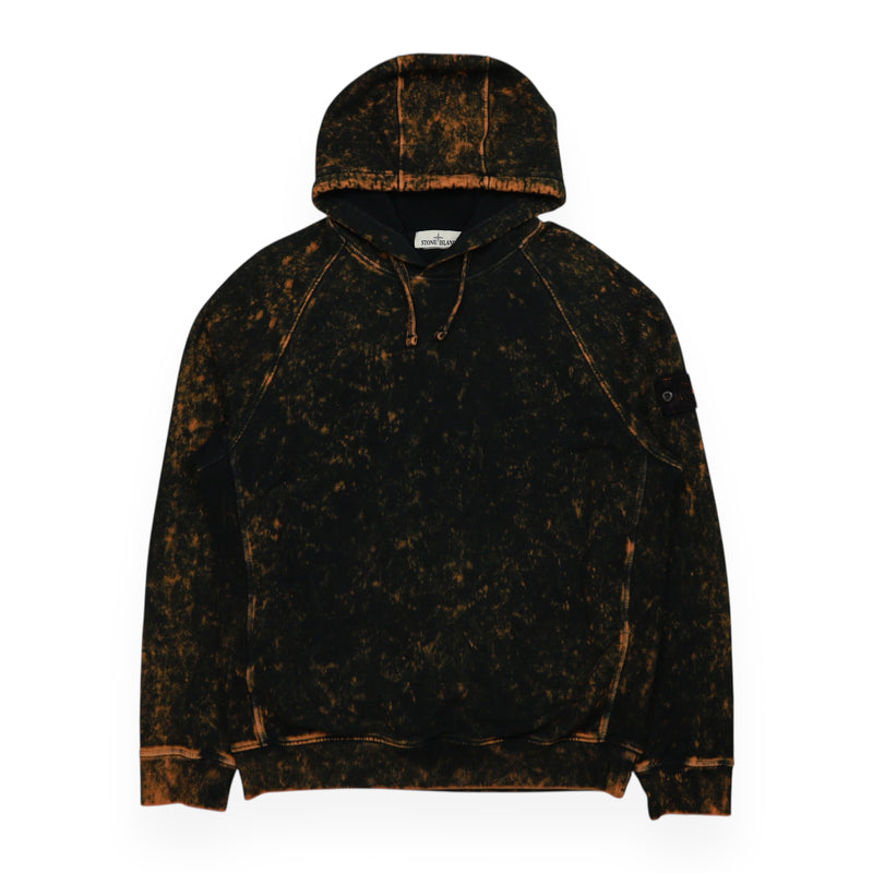 Stone Island A/W 21 Camo OVD Popover Hoodie in Black, front