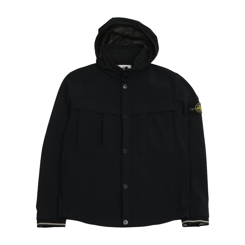 Stone Island A/W 14 Soft Shell-R Hooded Jacket in Black, front