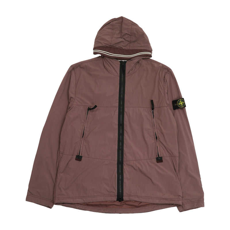 Stone Island S/S 21 Skin Touch Nylon-TC Hooded Jacket in Purple, front