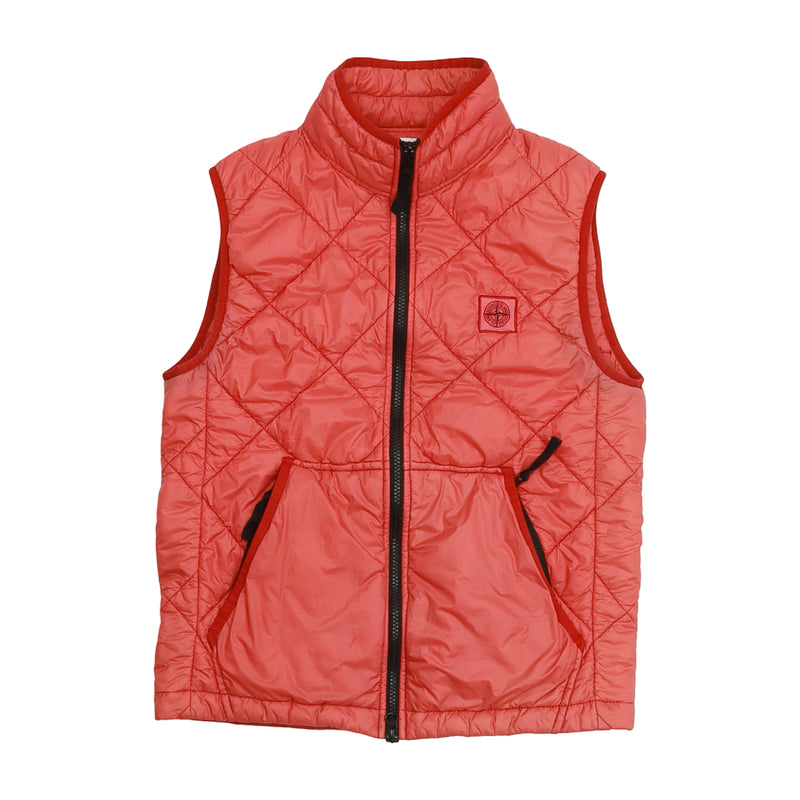 Stone Island S/S 19 Micro Yarn Quilted Gilet in Red, front