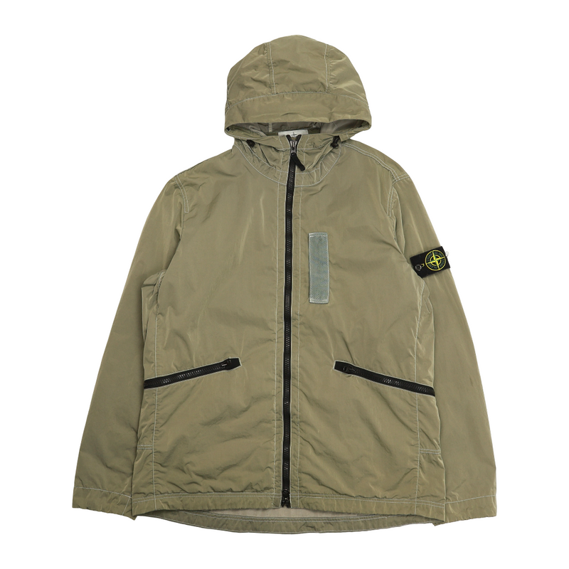 Stone Island A/W 17 Nylon Metal Flock Jacket in Silver, front
