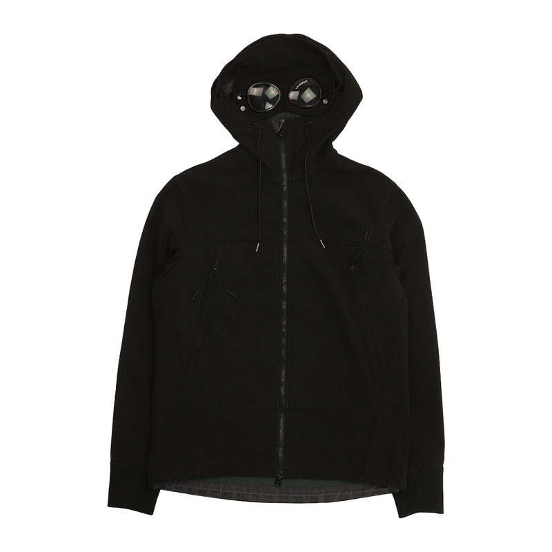 C.P. Company Soft Shell Goggle Jacket in Black, front