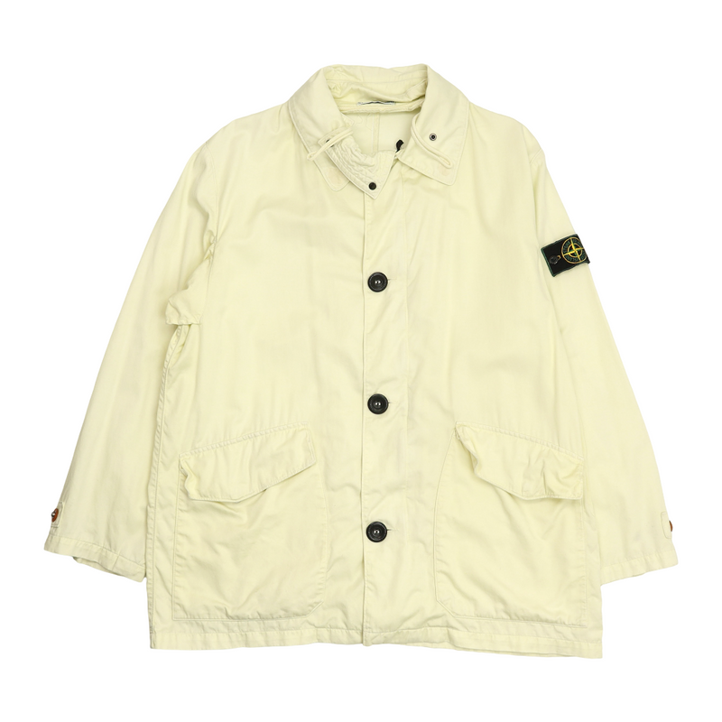 Stone Island A/W 98 Raso Gommato Parka Jacket in Cream, front