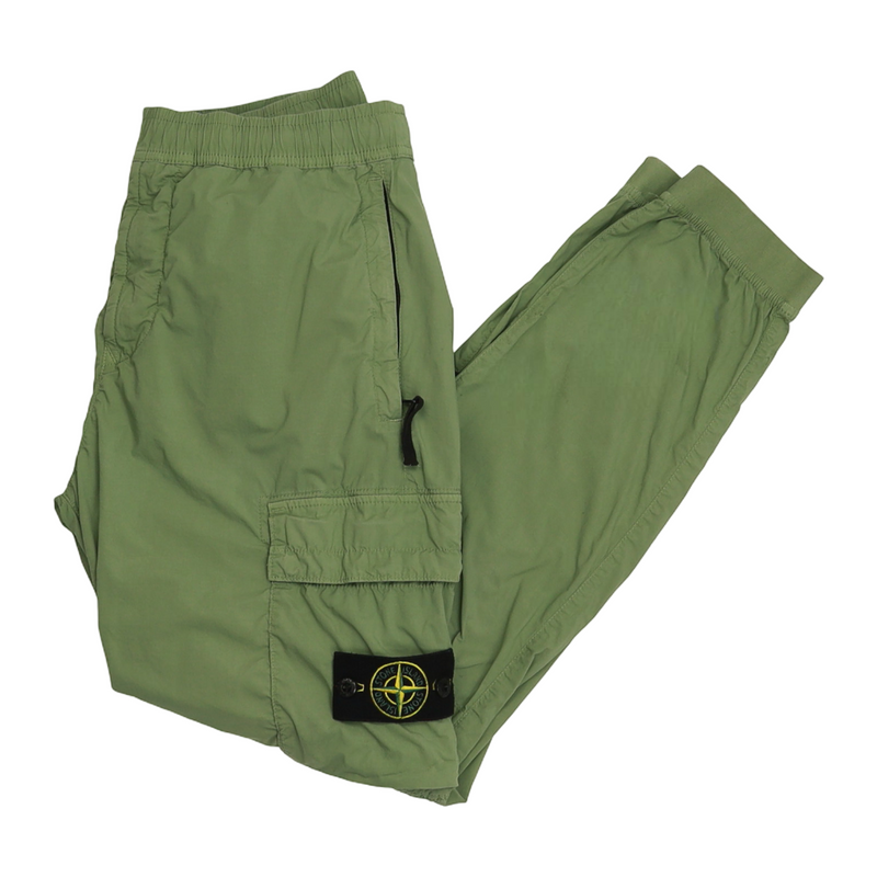 Stone Island S/S 23 Stretch Cotton Tela Cargo Pants in Green, front