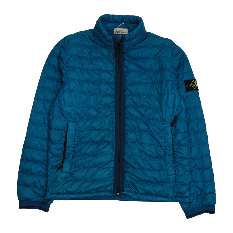 Stone Island S/S 14 Garment Dyed Down 26 GR x SQM Puffer Jacket in Blue, front