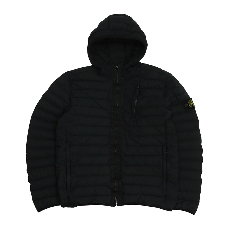 Stone Island S/S 20 Loom Woven Down Chambers Puffer Jacket in Black, front