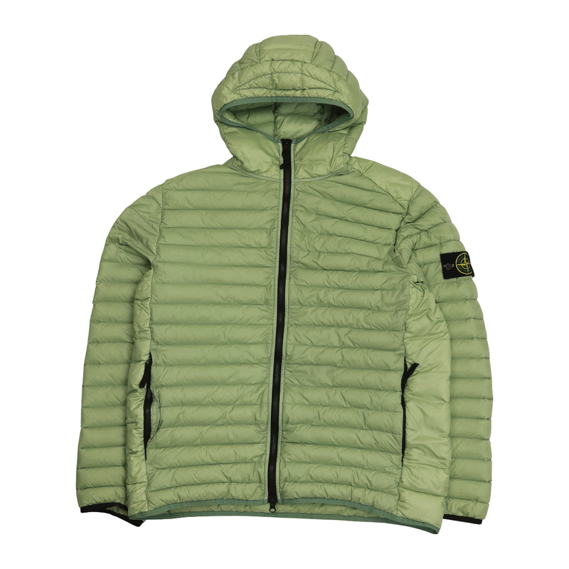Stone Island A/W 22 Loom Woven Hooded Puffer Down Jacket in Mint, front