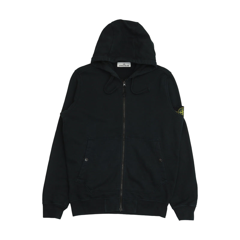 Stone Island A/W 23 Zip Up Hoodie in Black, front