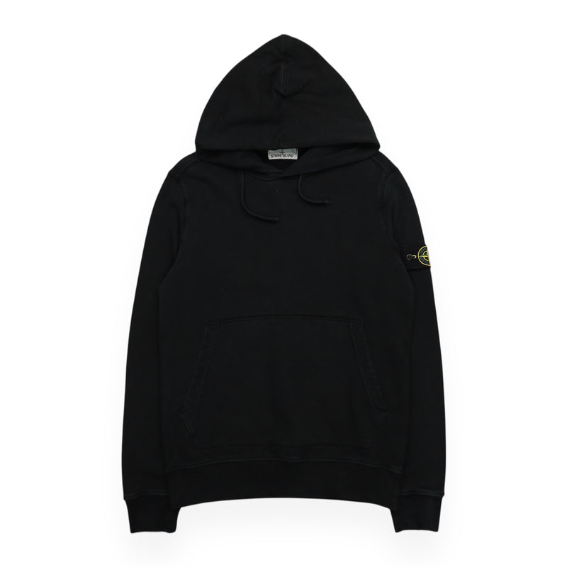 Stone Island A/W 19 Garment Dyed Popover Hoodie in Black, front
