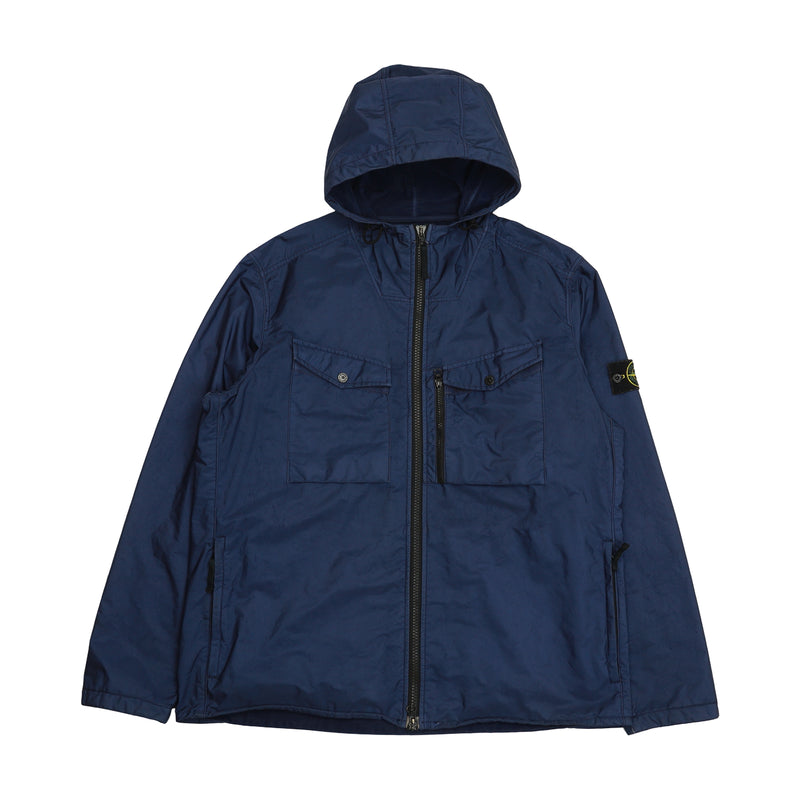Stone Island A/W 15 Nylon Flock Hooded Jacket in Navy, front