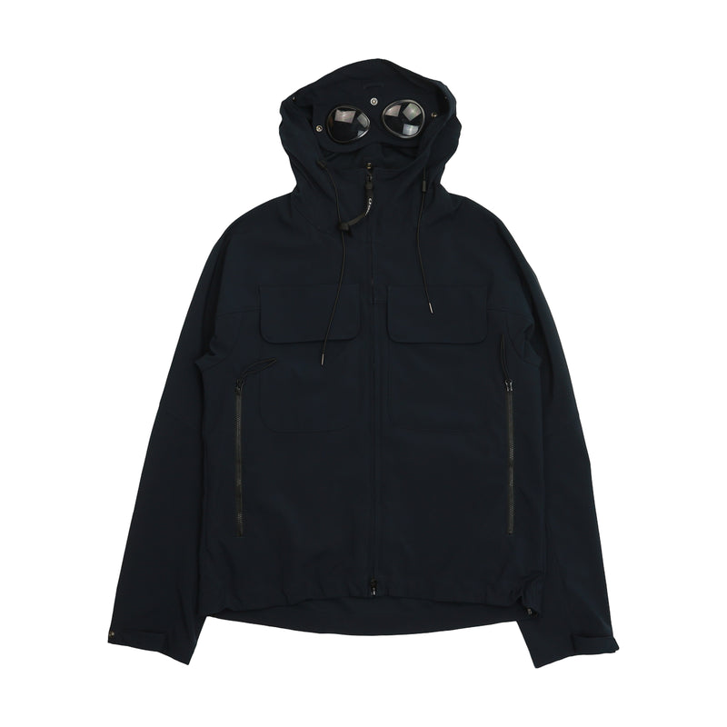 C.P. Company Soft Shell-R Utility Goggle Jacket in Navy, front