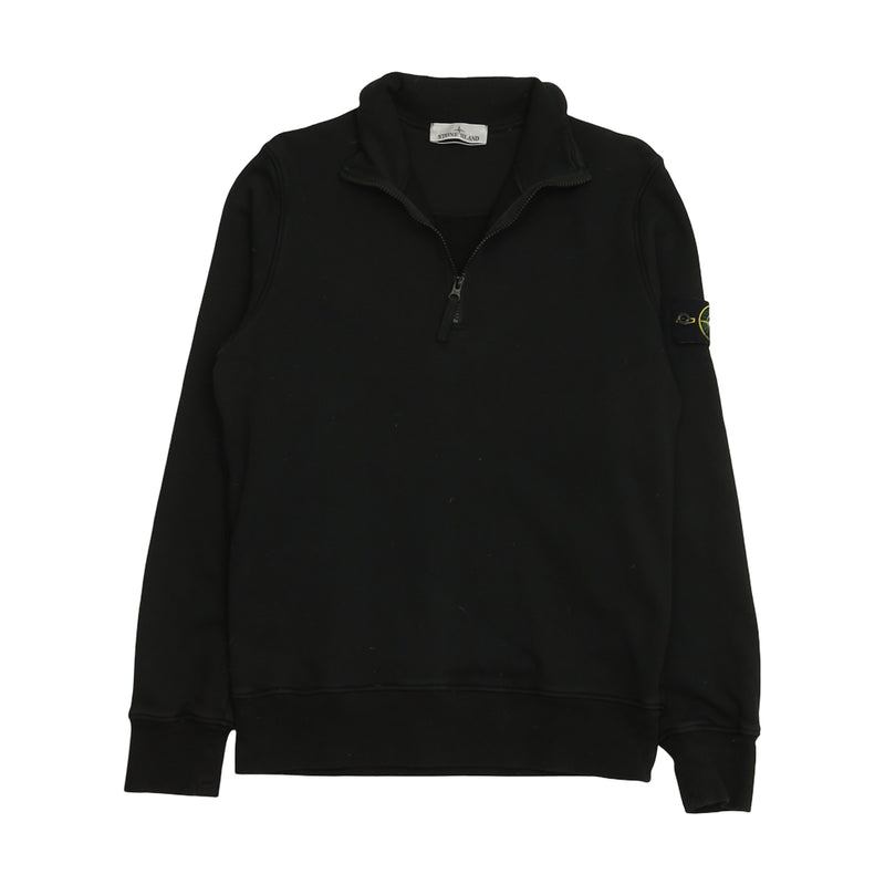 Stone Island S/S 24 Garment Dyed Half Zip Jumper in Black, front