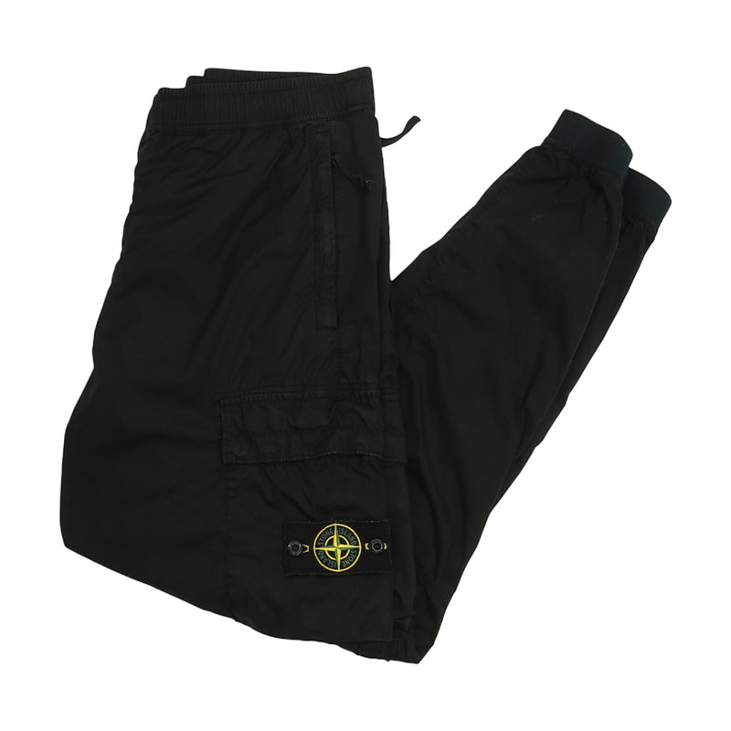 Stone Island S/S 23 Stretch Cotton Tela Cargo Pants in Black, front