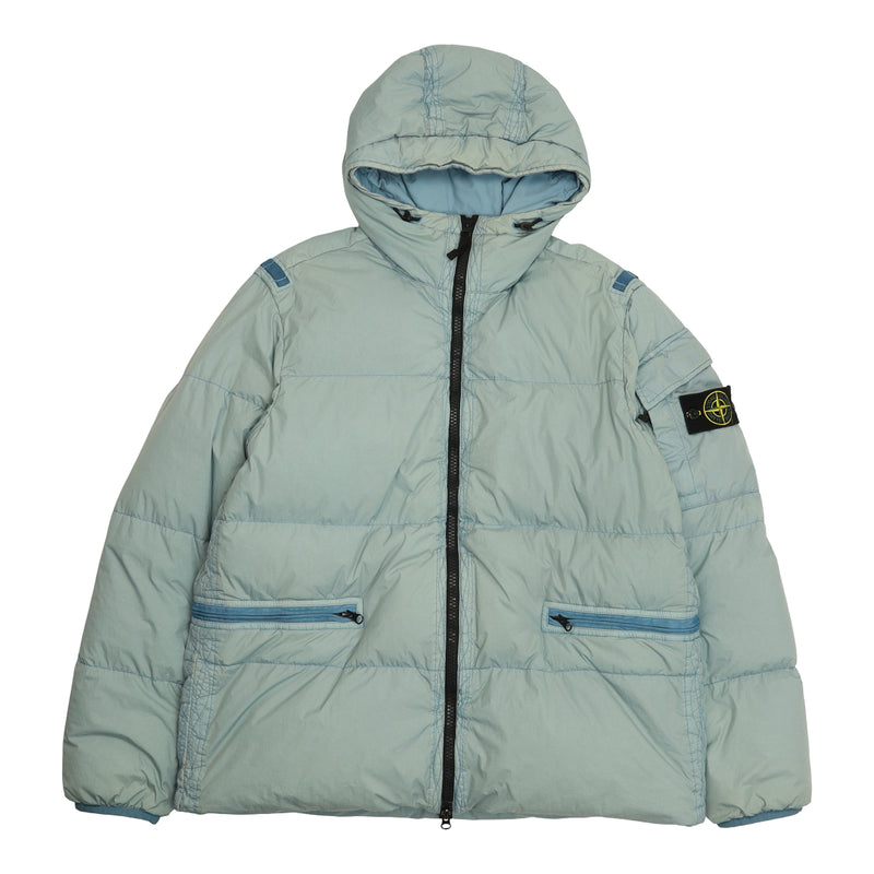 Stone Island A/W 22 Crinkle Reps Down Puffer Jacket in Baby Blue, front