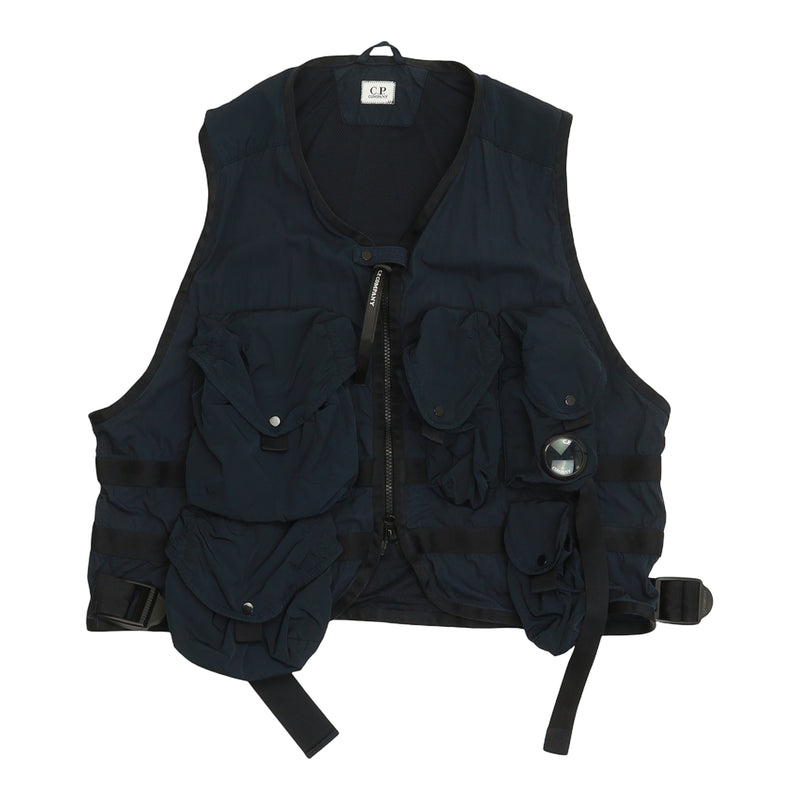 C.P. Company S/S 20 50 Fili Lens Gilet in Navy, front