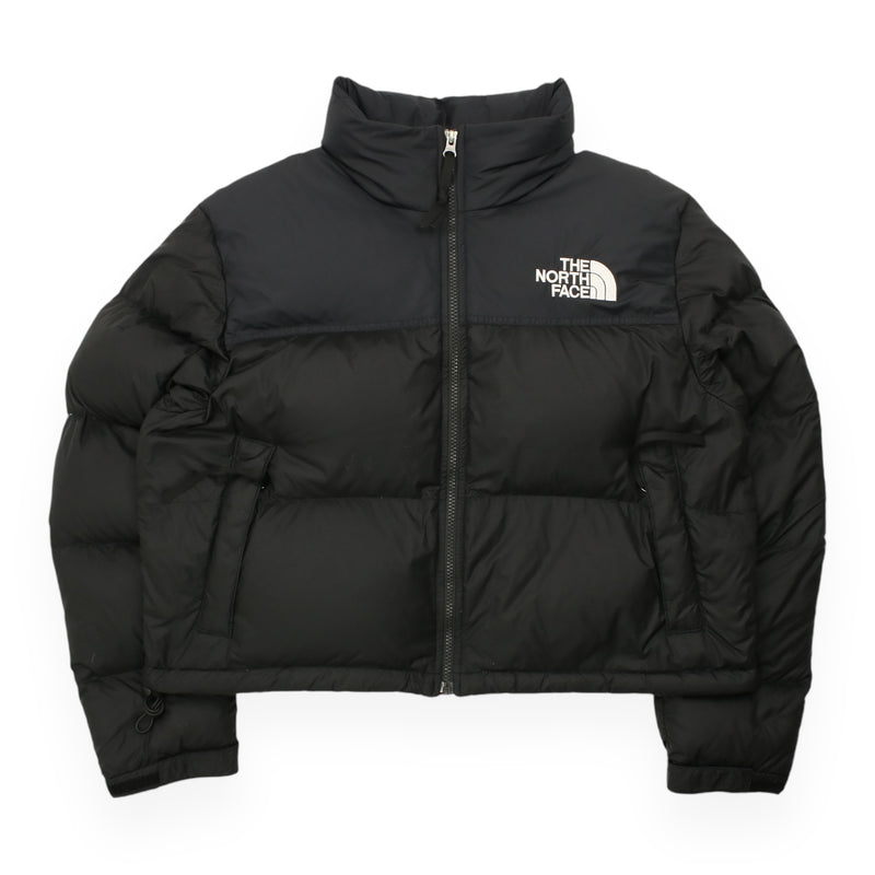 The North Face Cropped 700 Nuptse Puffer Jacket in Black, front