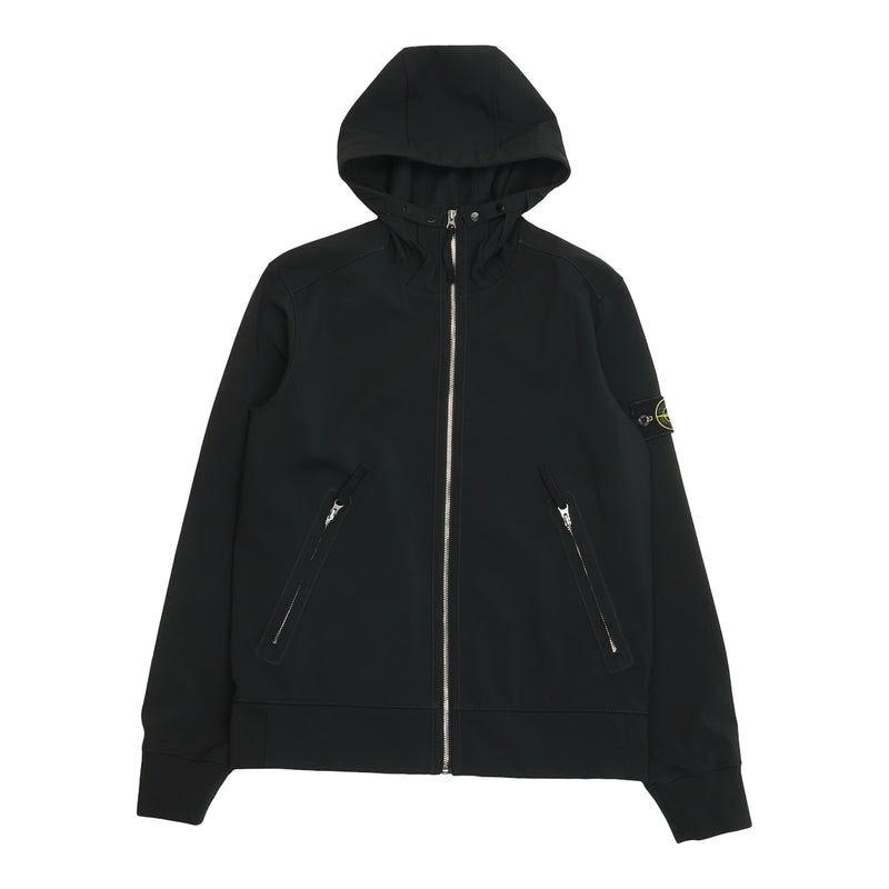 Stone Island S/S 18 Light Soft Shell-R Jacket in Black, front