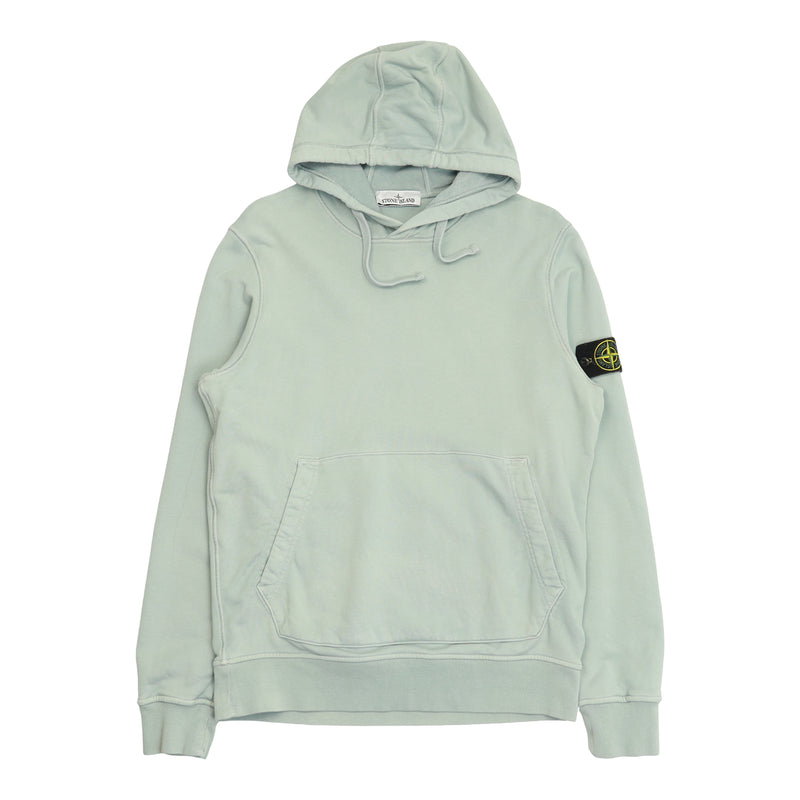 Stone Island S/S 23 Garment Dyed Hoodie in Baby Blue, front