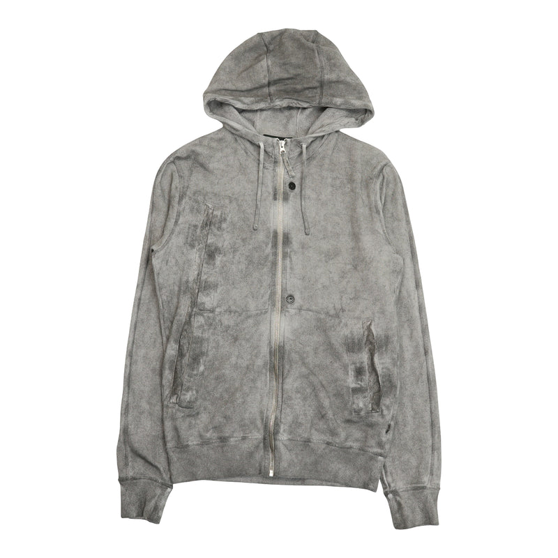 Stone Island S/S 17 Shadow Project Dust Treatment Hoodie in Grey, front