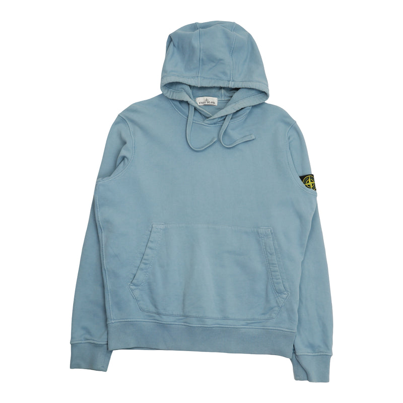 Stone Island A/W 22 Garment Dyed Popover Hoodie in Blue, front