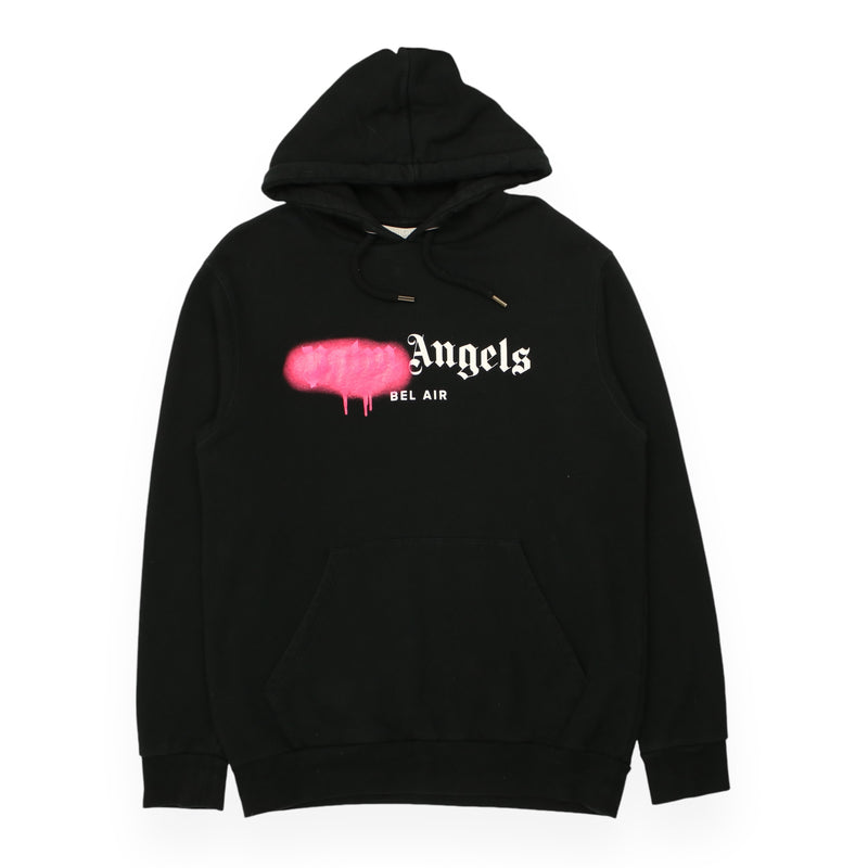 Palm Angels Bel Air Sprayed Hoodie in Black, front