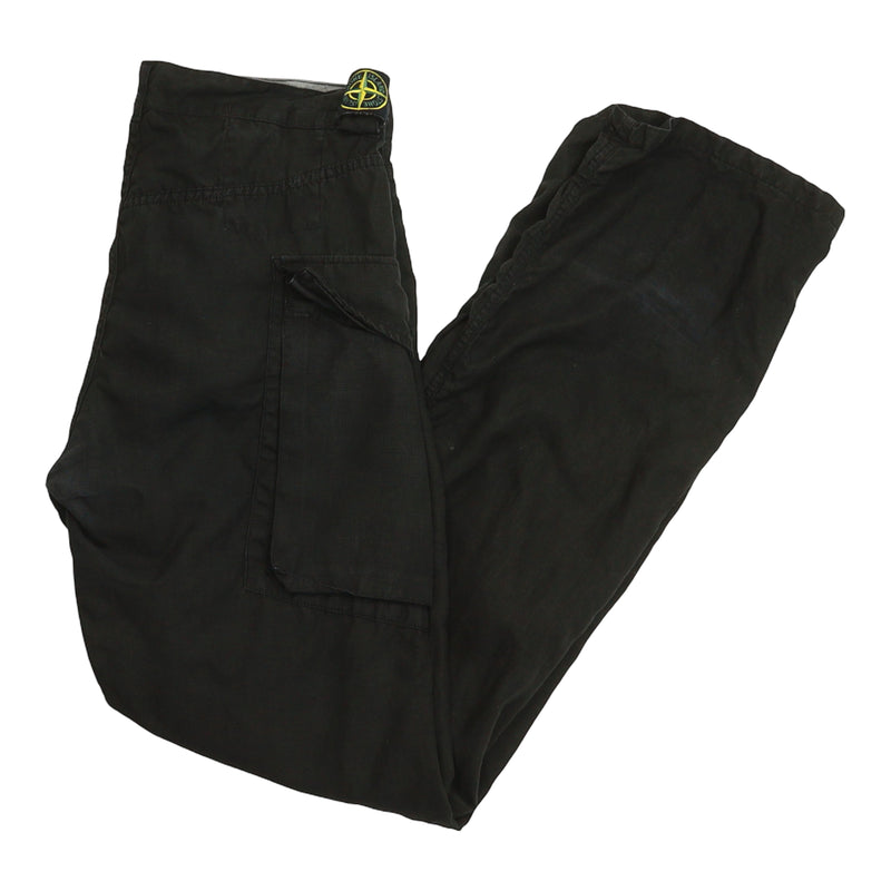Stone Island S/S 07 Lino Flax Badge Cargo Pants in Black, front