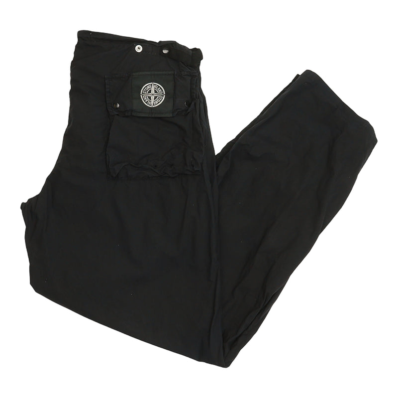 Stone Island S/S 05 Back Logo Pants in Black, front