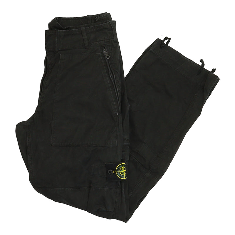 Stone Island Type RE-T Side Badge Heavy Cargo Pants in Black, front