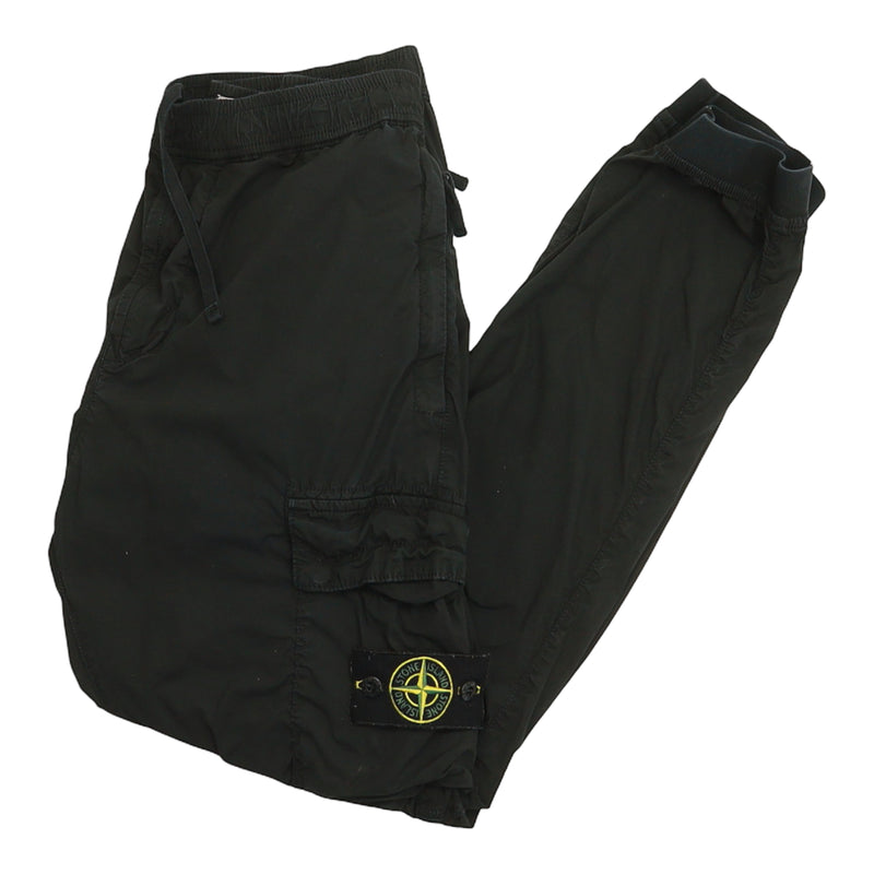 Stone Island S/S 22 Parachute Cotton RE-T Cargo Pants in Black, front