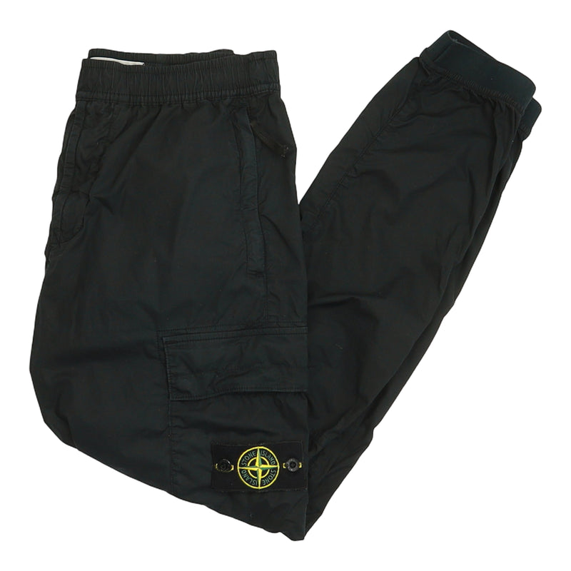 Stone Island S/S 23 Stretch Cotton Tela Cargo Pants in Black, front