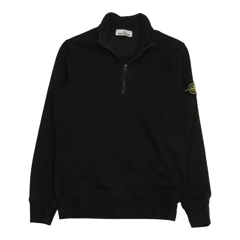 Stone Island S/S 24 Garment Dyed Half Zip Jumper in Black, front