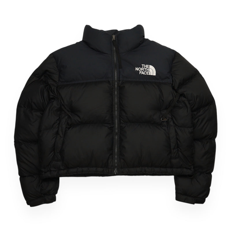 The North Face 700 Nuptse Cropped Puffer Jacket in Black, front