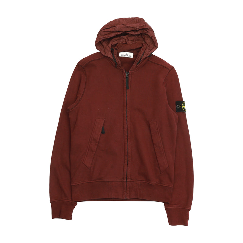 Stone Island A/W 17 Garment Dyed Hoodie in Burgundy, front